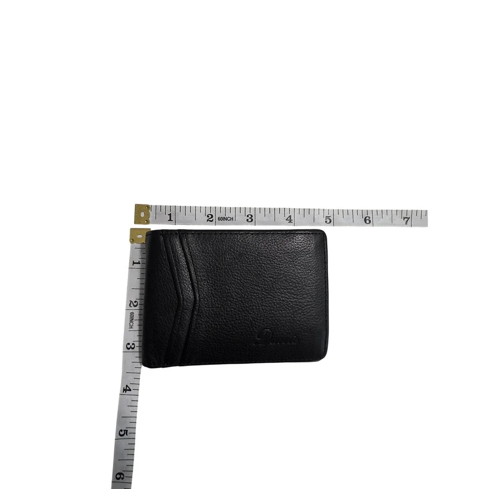 Danis Mens Black Pebbled Leather Bifold Wallet with Dual ID‎ Windows